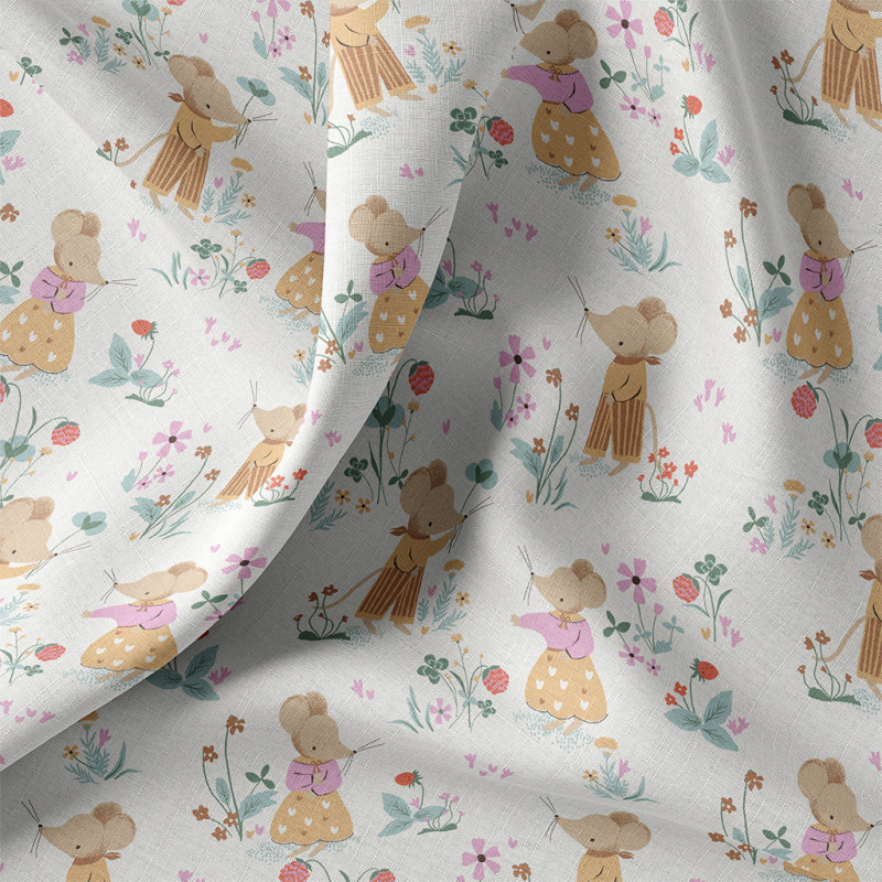 Printed Cotton MAHAUT Ecru / Orange